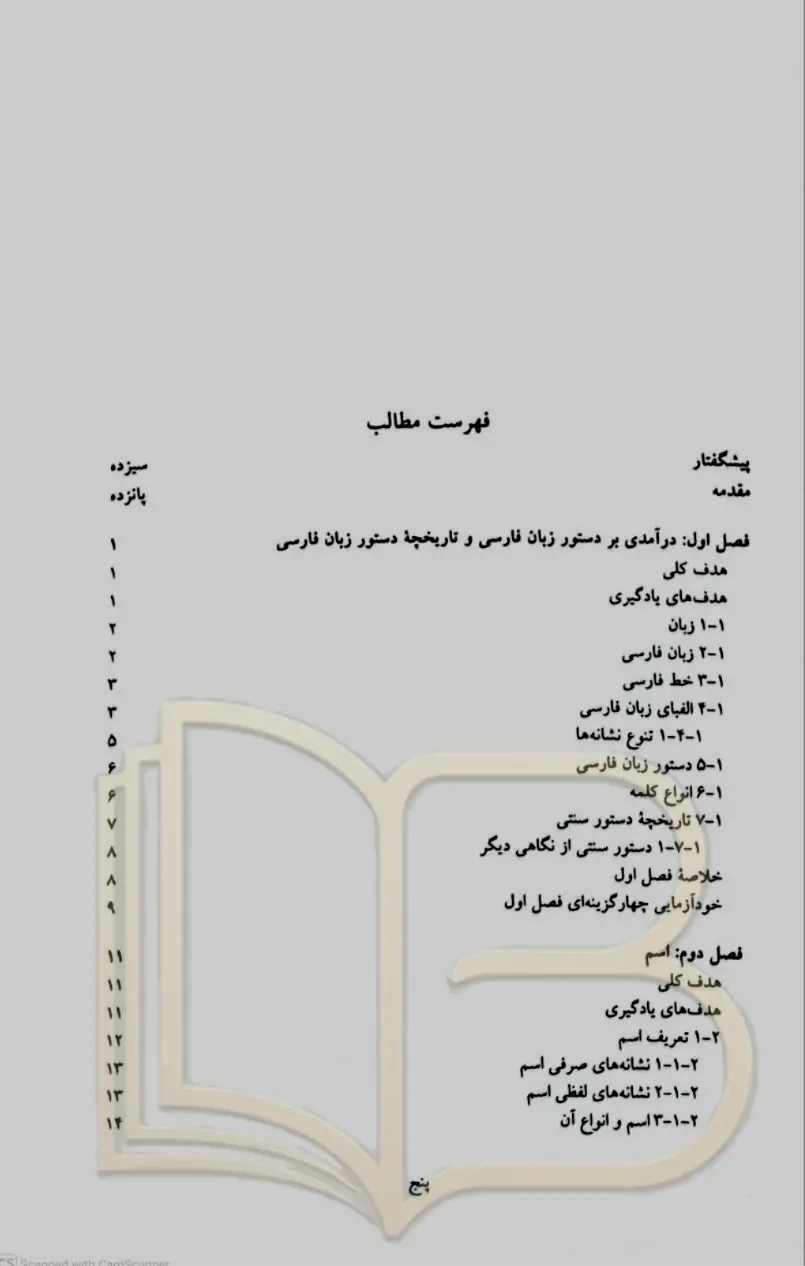 کتاب دستور زبان فارسی ۱